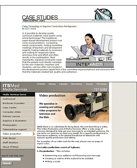 Slika internetne strani: Uporaba fiksnih tabel na neki internetni strani