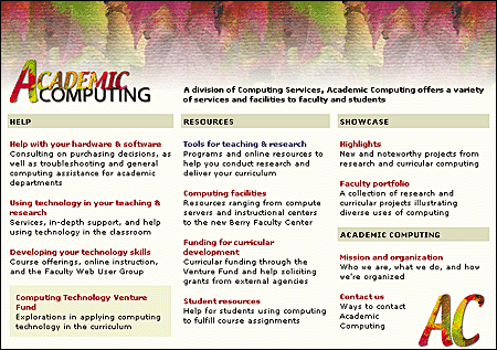 Ozadje na strani Academic